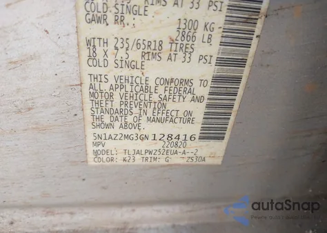 2016 Nissan Murano S z USA, uszkodzony, nr VIN 5N1AZ2MG3GN128416